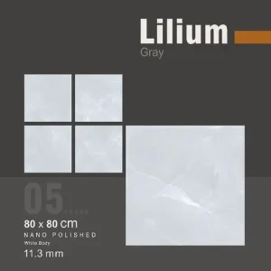 سرامیک صایا برند میلان طرح لیلیوم طوسی پولیش سایز 80*80